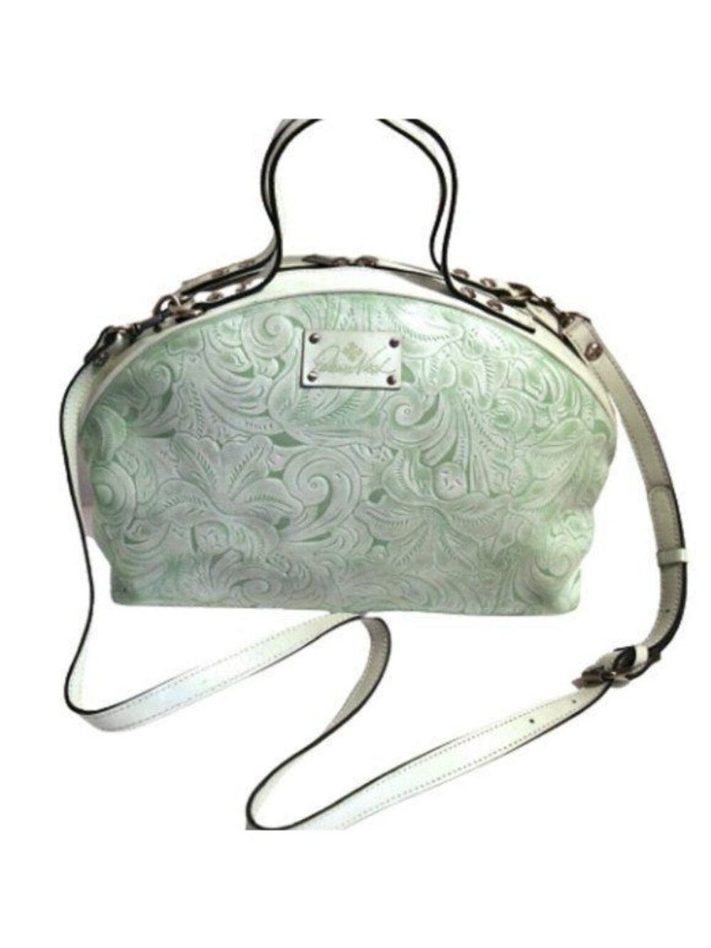 Patricia Nash White Wax Tool Fiora Satchel, Mint